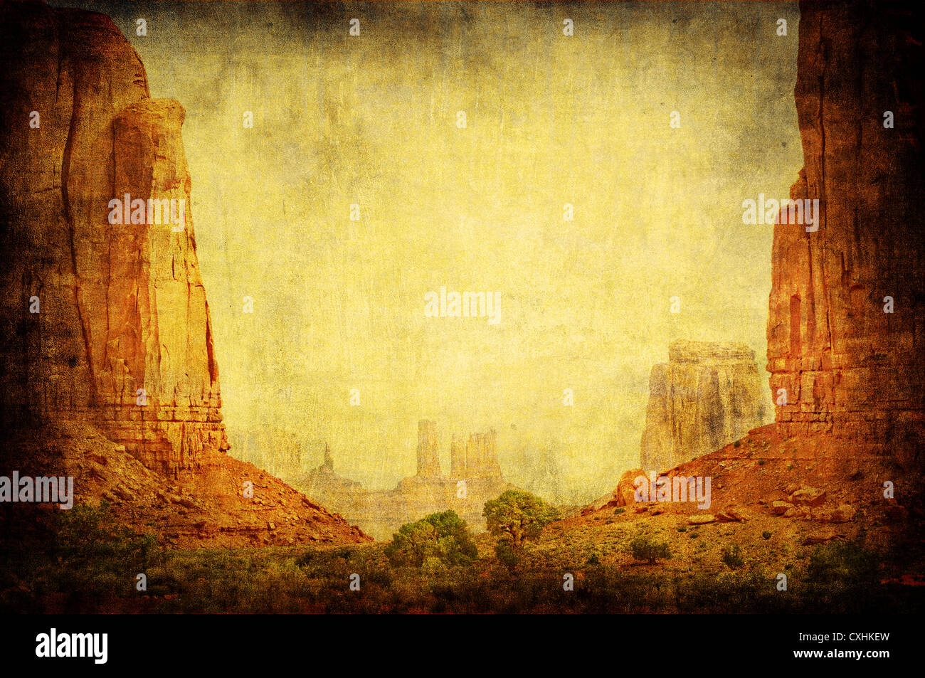 Grunge immagine della Monument Valley paesaggio Foto Stock