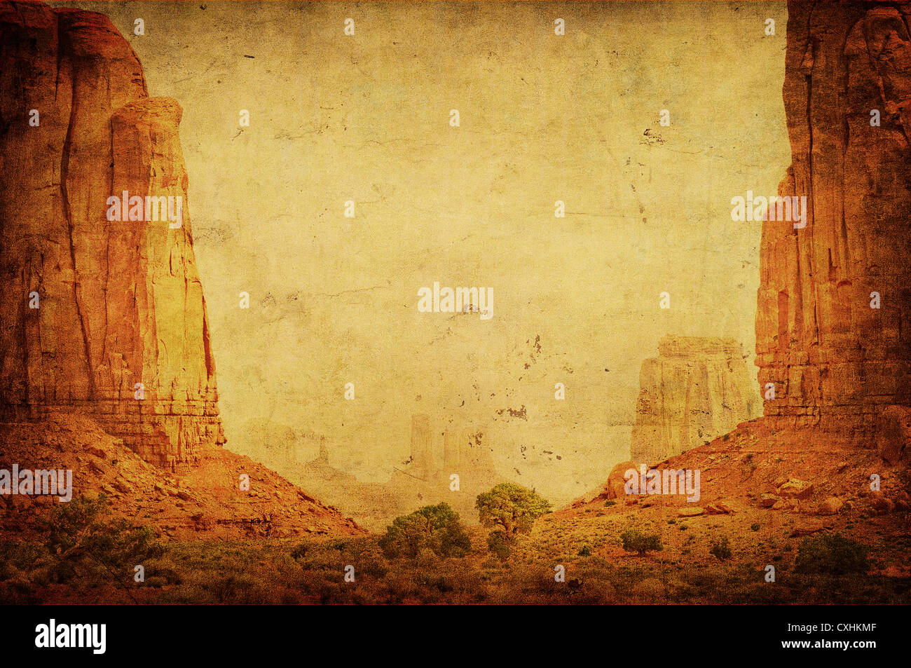 Grunge immagine della Monument Valley paesaggio Foto Stock