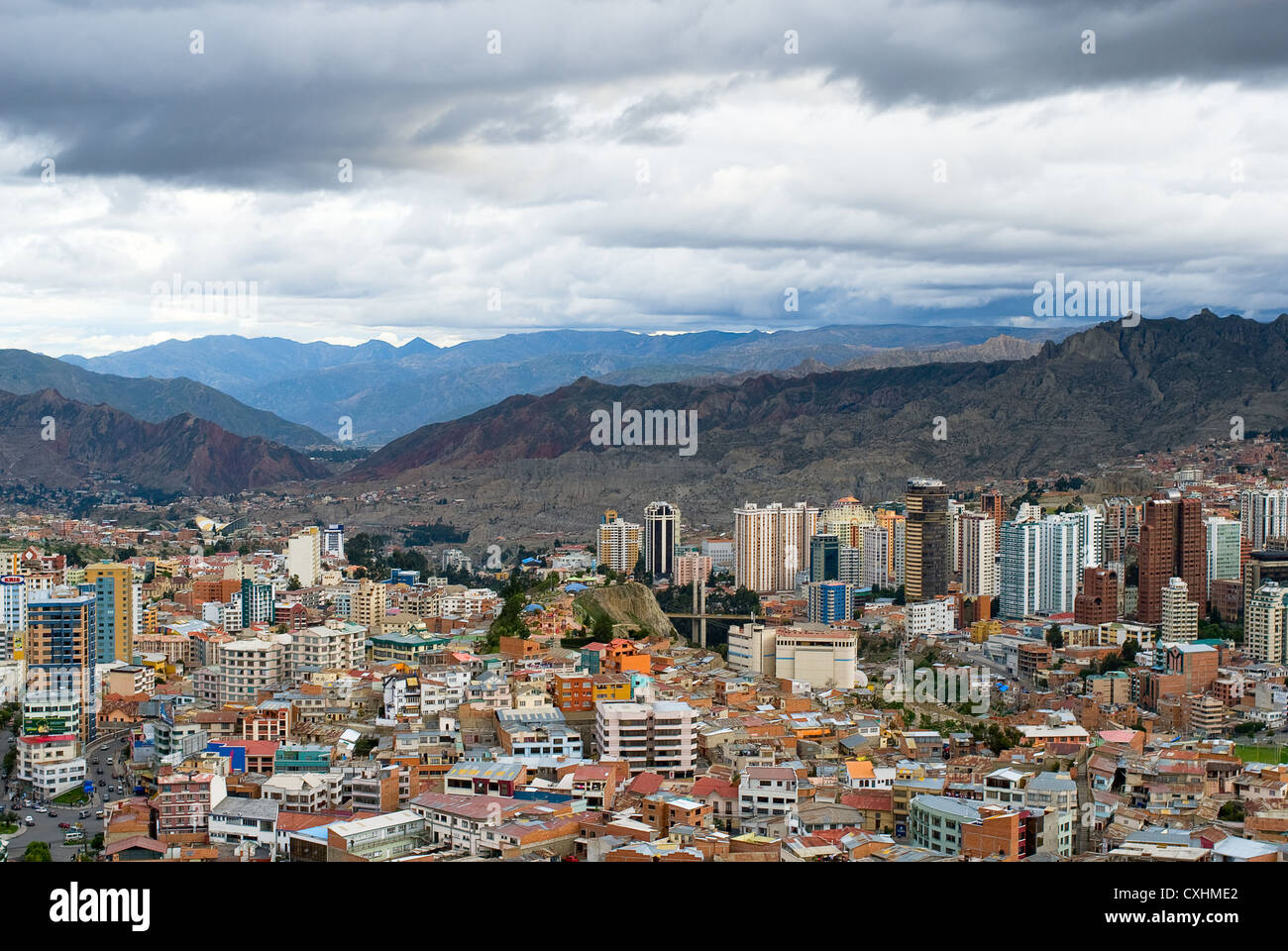 Vista panoramica di La Paz in Bolivia Foto Stock