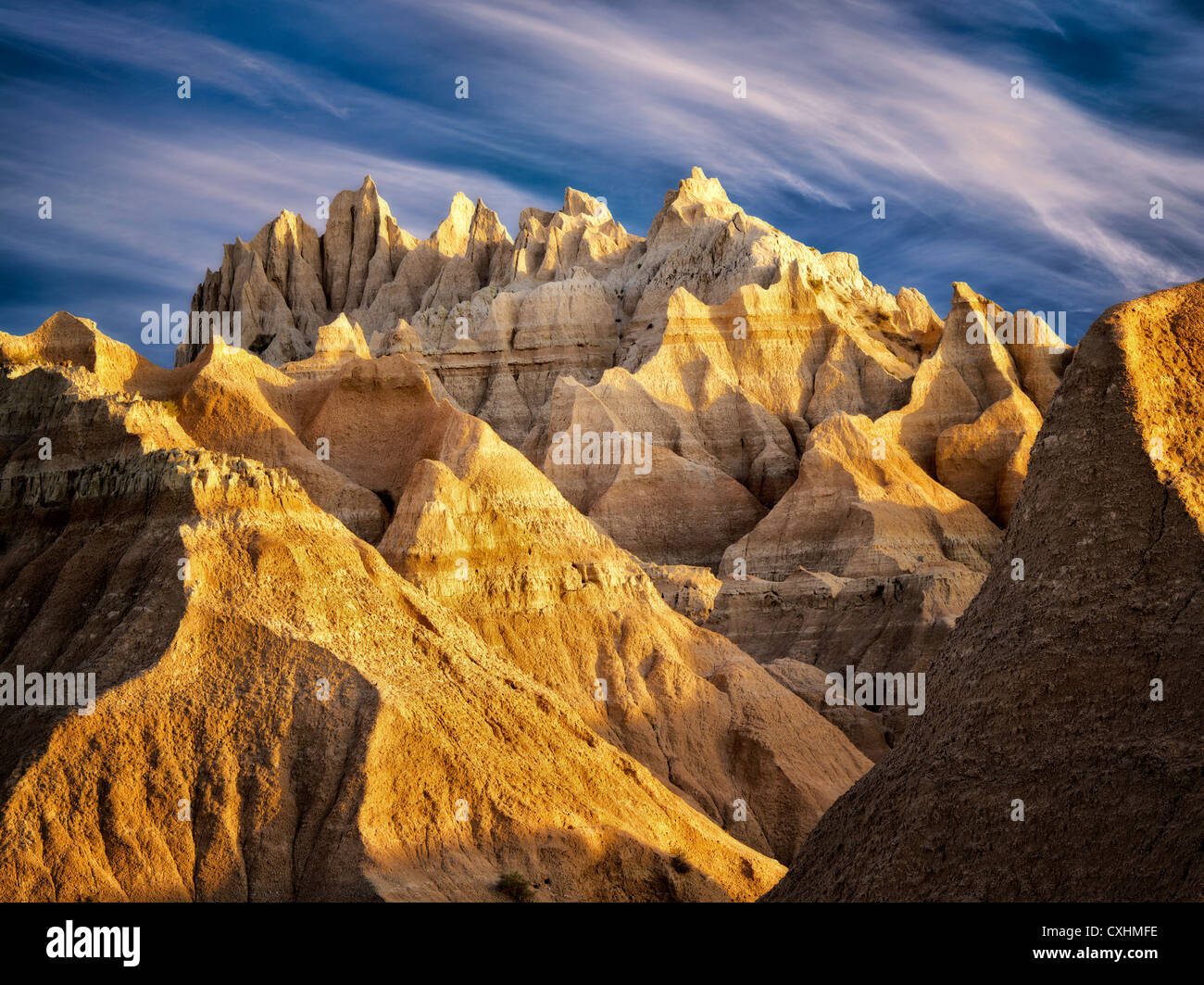 Erosi formazioni rocciose. Parco nazionale Badlands. Dakota del Sud Foto Stock