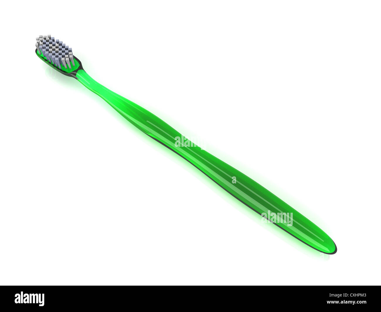 Un verde spazzolino da denti. Foto Stock
