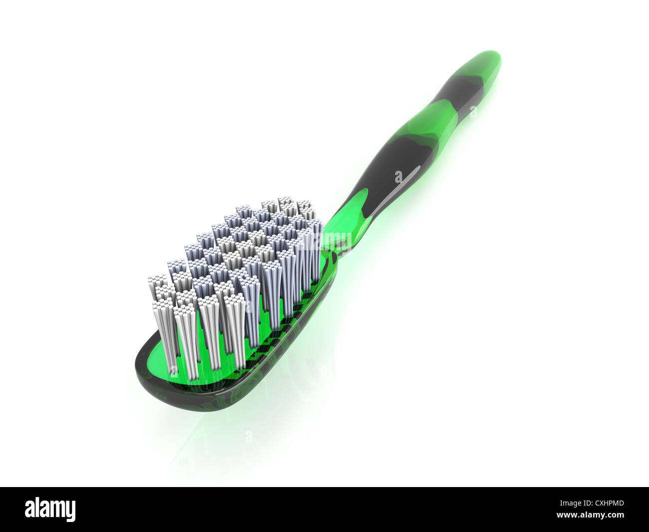 Un verde spazzolino da denti. Foto Stock