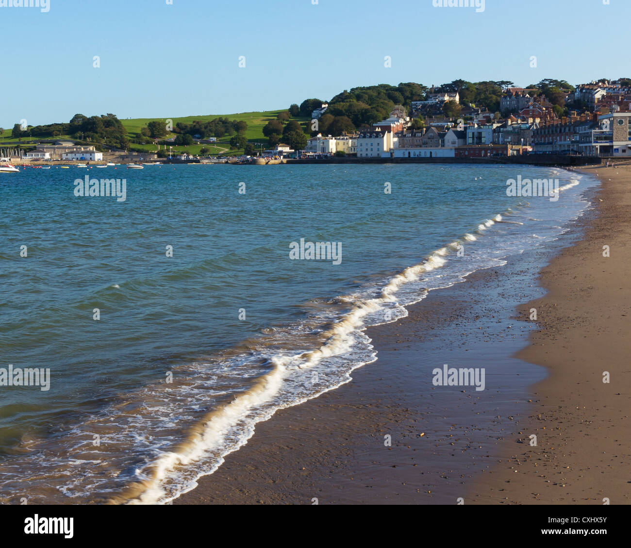 Sulla spiaggia di Swanage Inghilterra Dorset Regno Unito Foto Stock