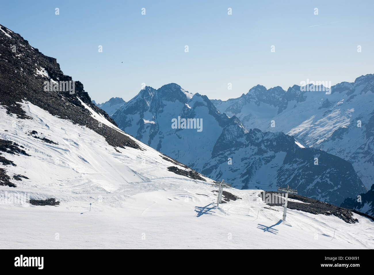 Pendenza sci di Les 2 Alpes, Francia Foto Stock