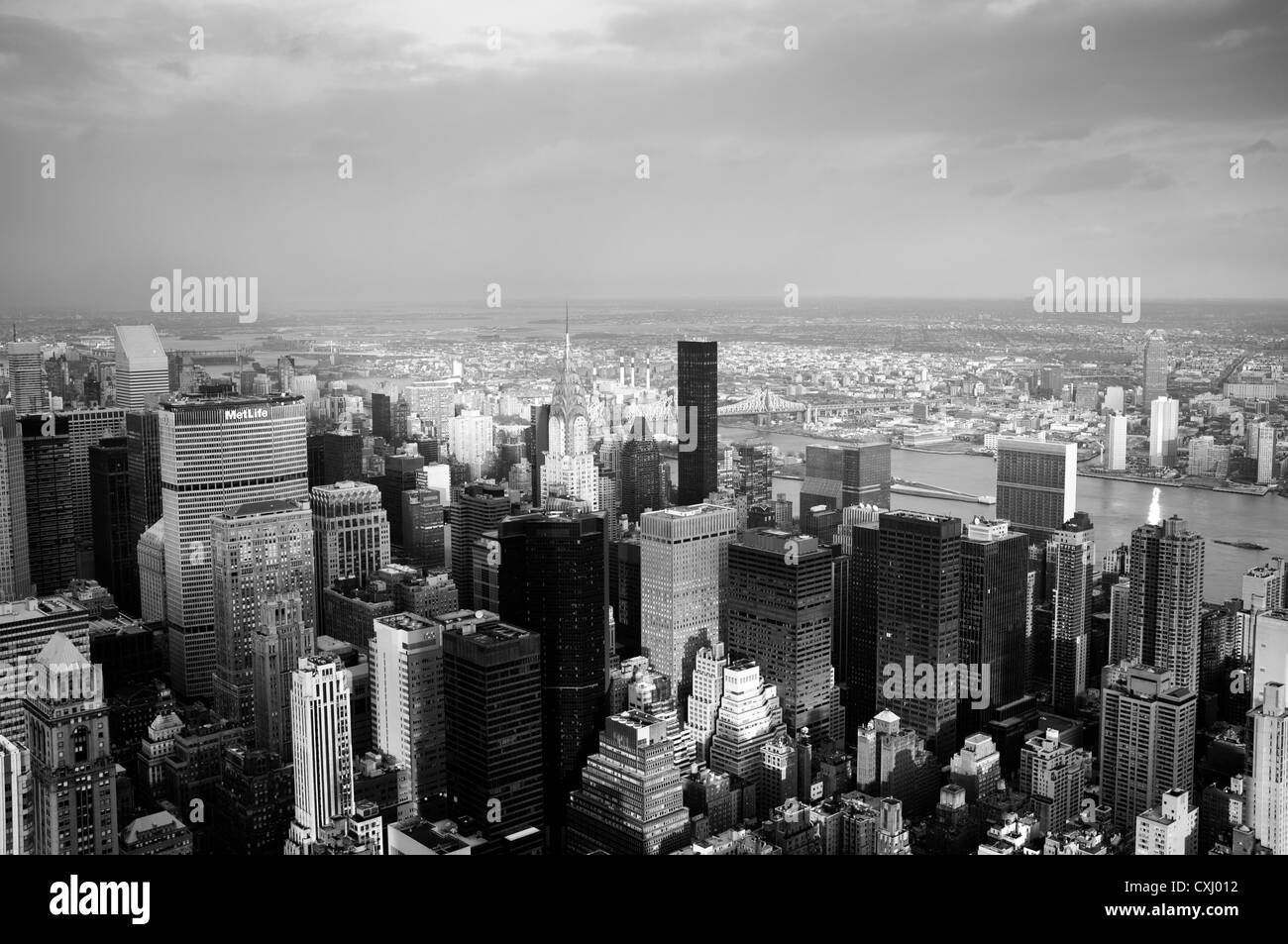 New York da Empire State Building in bianco e nero Foto Stock