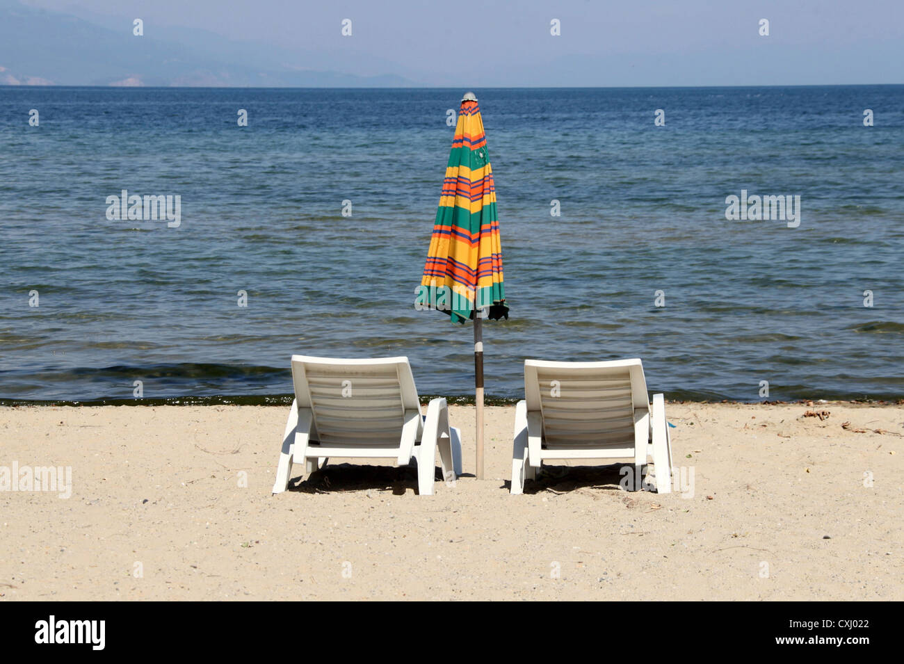 Il lago di Ohrid vicino a Pogradec in Albania Foto Stock