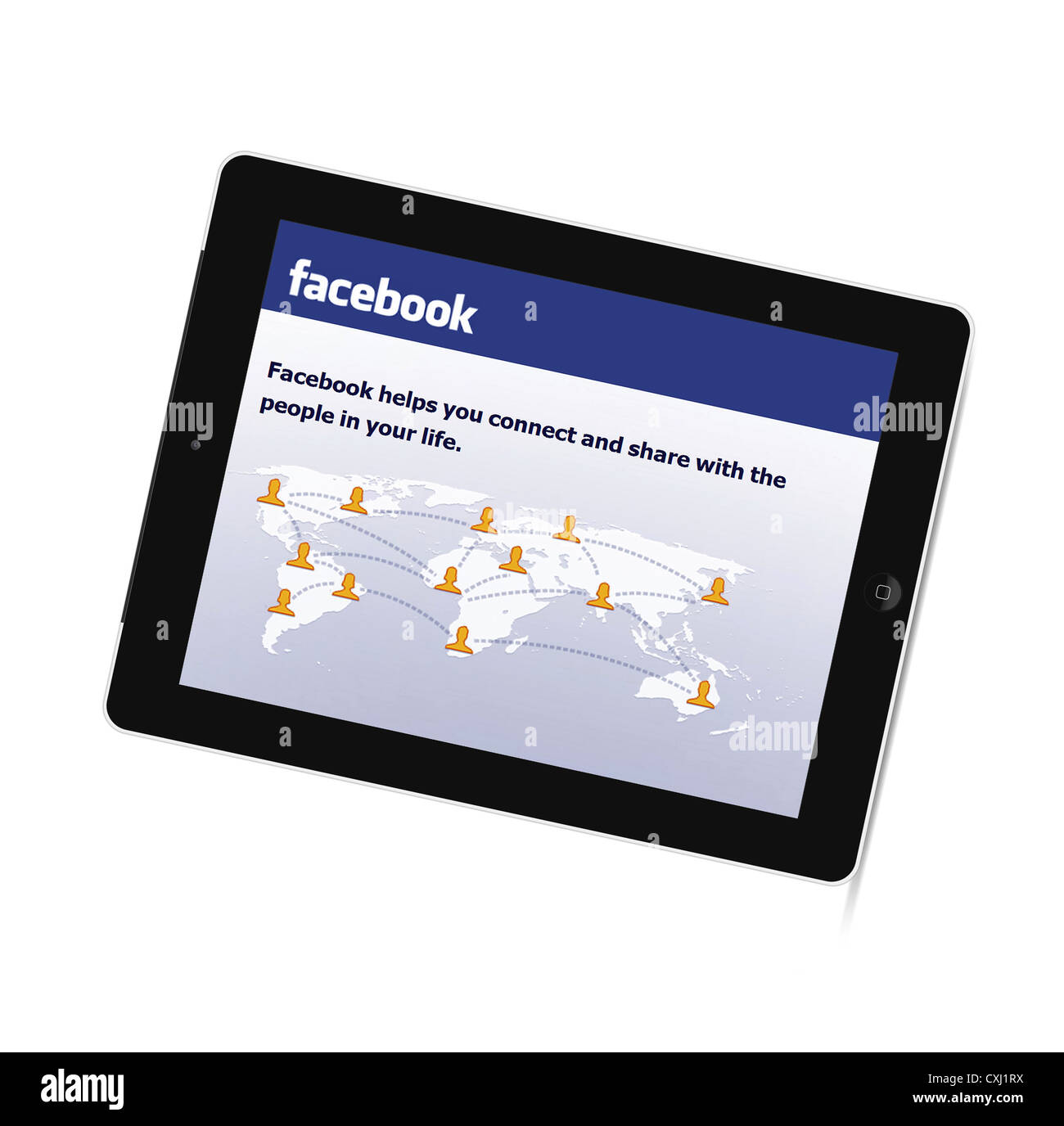Facebook sulla nuova generazione di iPad tablet di Apple Foto Stock