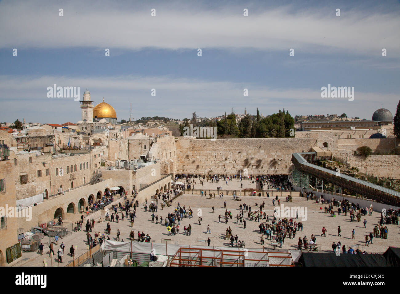 Il Muro Occidentale e la cupola dorata della roccia, Gerusalemme, Israele Foto Stock