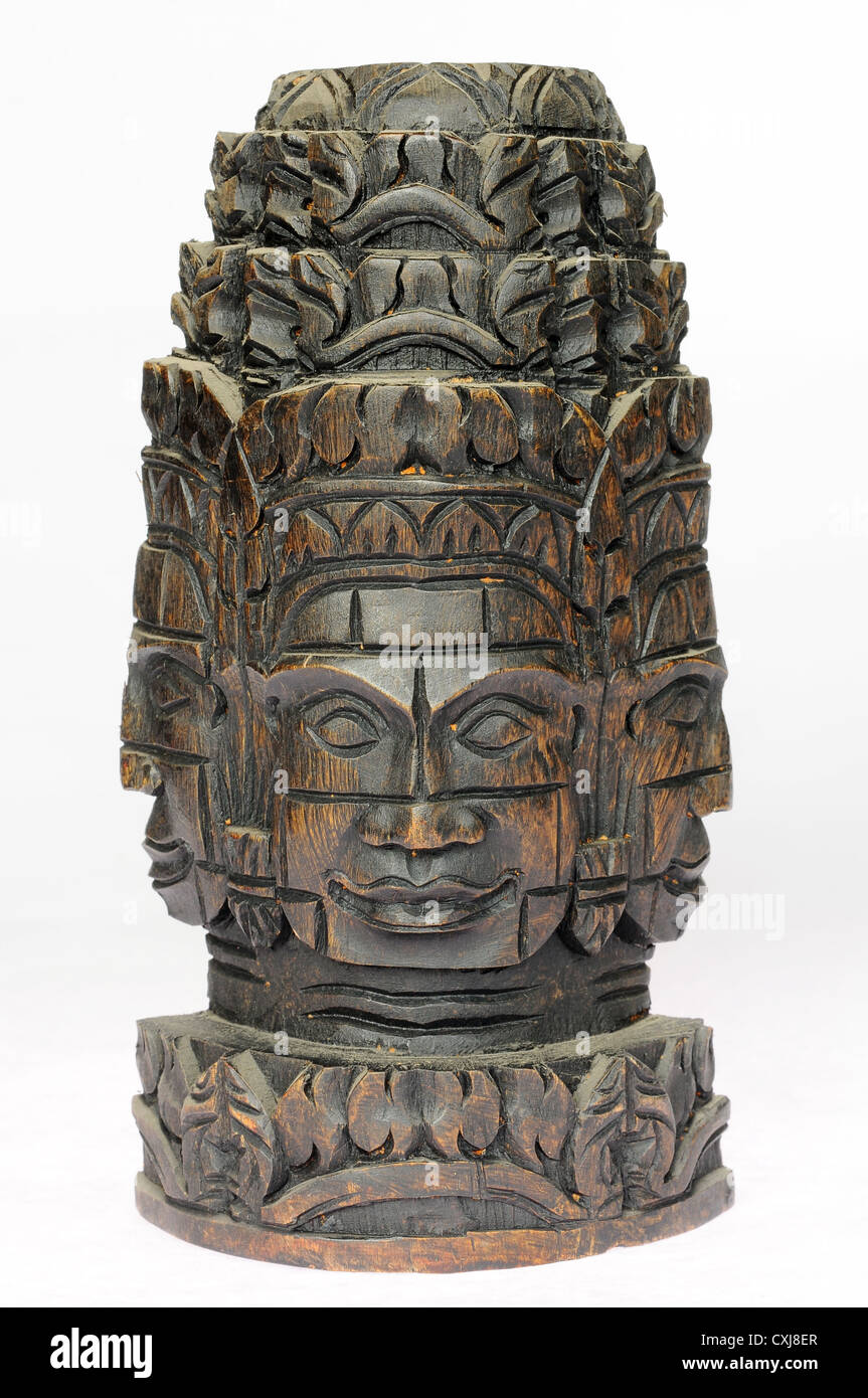 Cambogia Tempio del Buddha di pietra antica del buddismo vecchio Angkor Wat asia khmer architettura viaggio rovina archeologia edificio religione Foto Stock