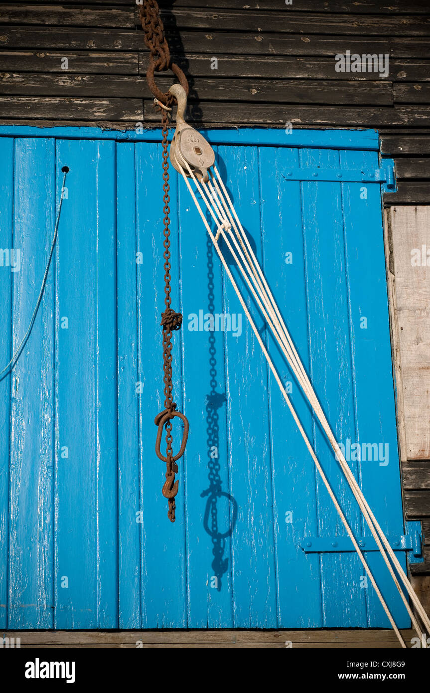 Catena e puleggia,guaina della puleggia,blocco e affrontare Foto Stock