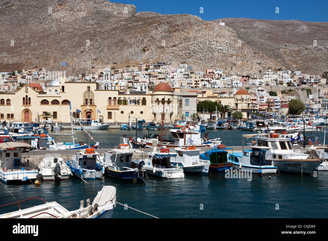Pothia città sull'isola greca di Kalymnos Foto Stock