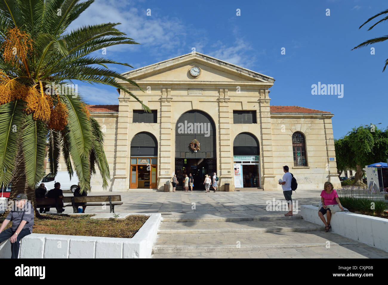 Il mercato comunale di Chania, Sofia Venizelou Square, Chania, Regione di Chania e di Creta, regione di Creta, Grecia Foto Stock