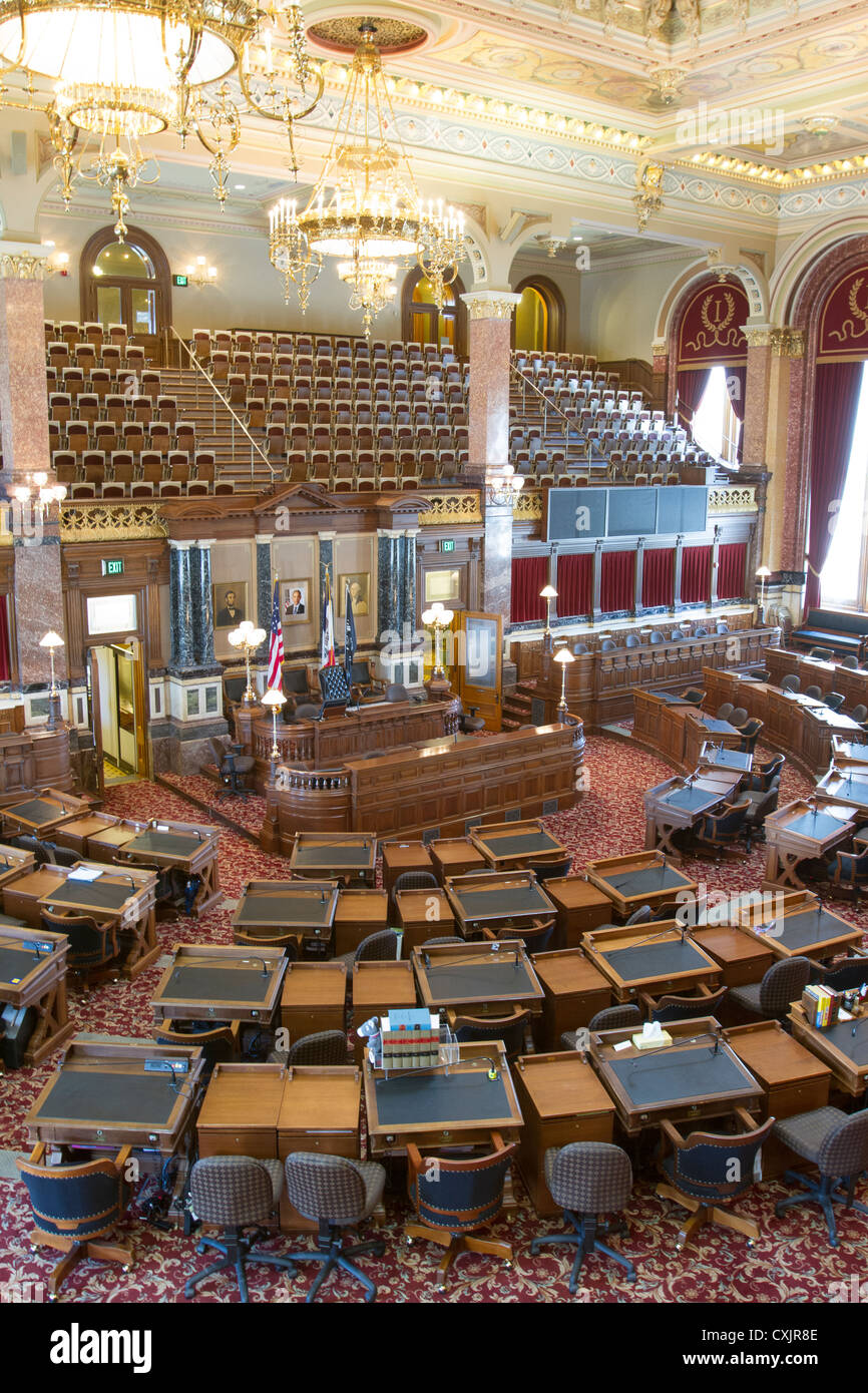 Camera del Senato in Iowa State Capitol Building o statehouse in Des Moines Foto Stock