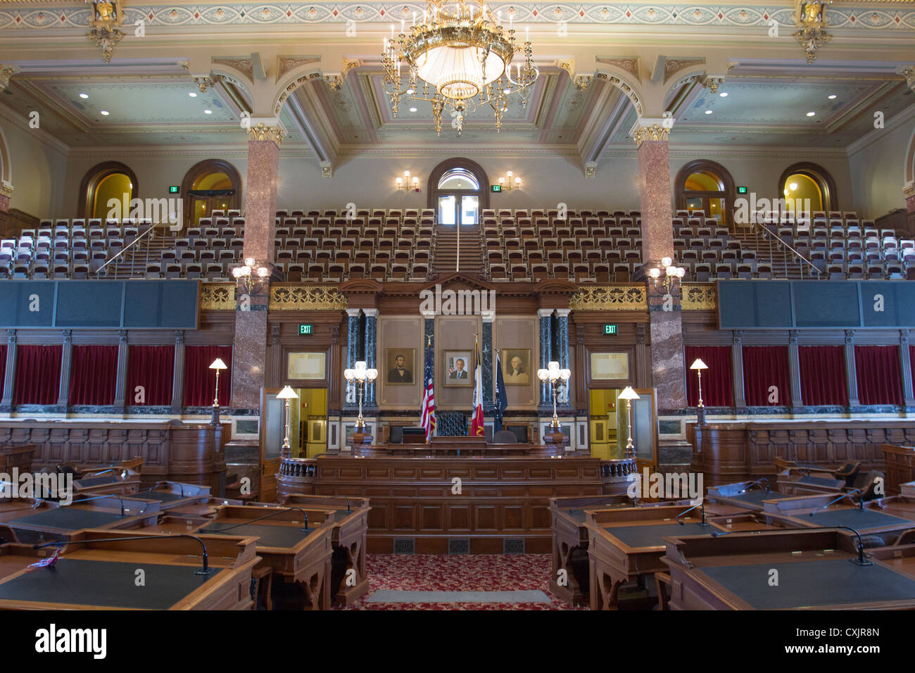 Camera del Senato in Iowa State Capitol Building o statehouse in Des Moines Foto Stock