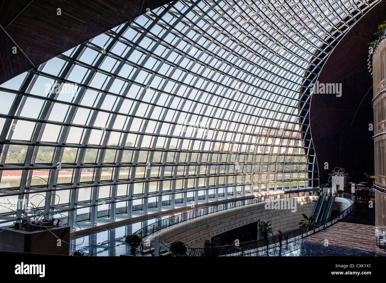 Bellissimo modello di telaio metallico all'interno dell'edificio, China National Grand Theatre Foto Stock
