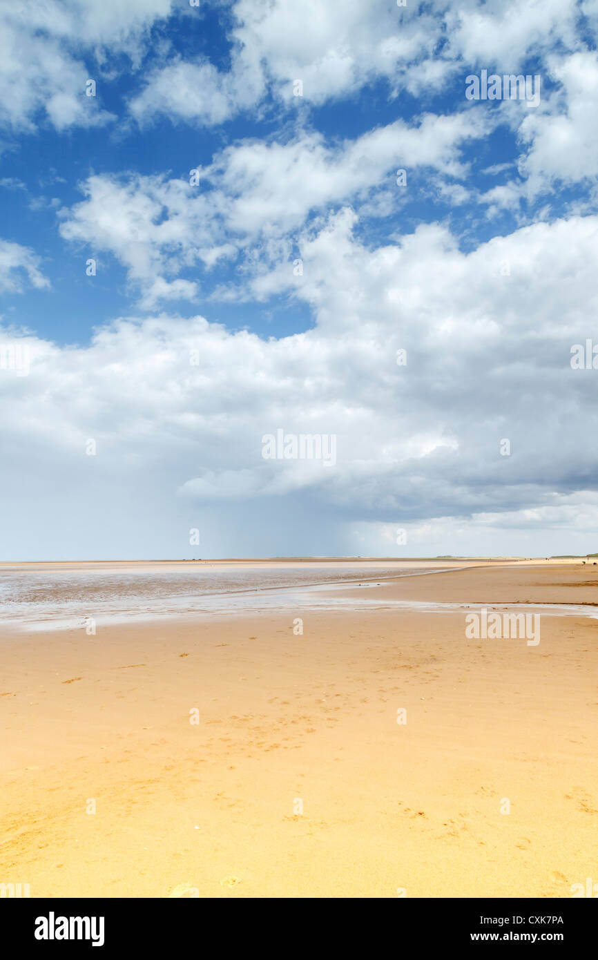 La spiaggia di sabbia a Brancaster bay, North Norfolk in estate. Foto Stock