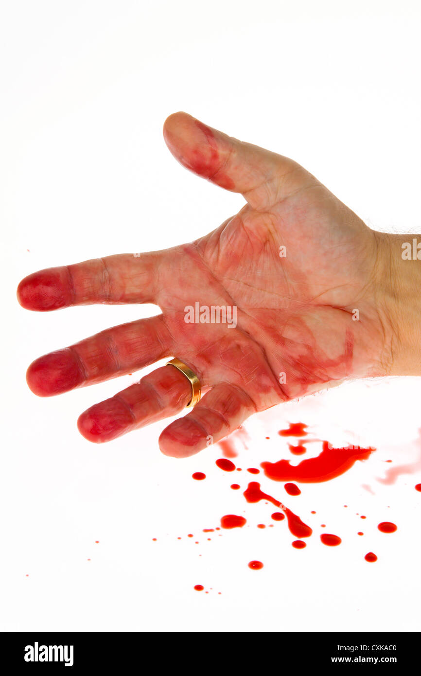 Il coltello e il sangue, criminalità Foto Stock