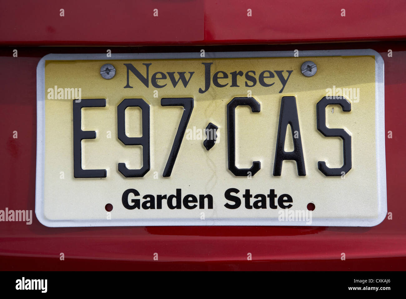 New Jersey Garden State piastra di licenza negli Stati Uniti Foto Stock