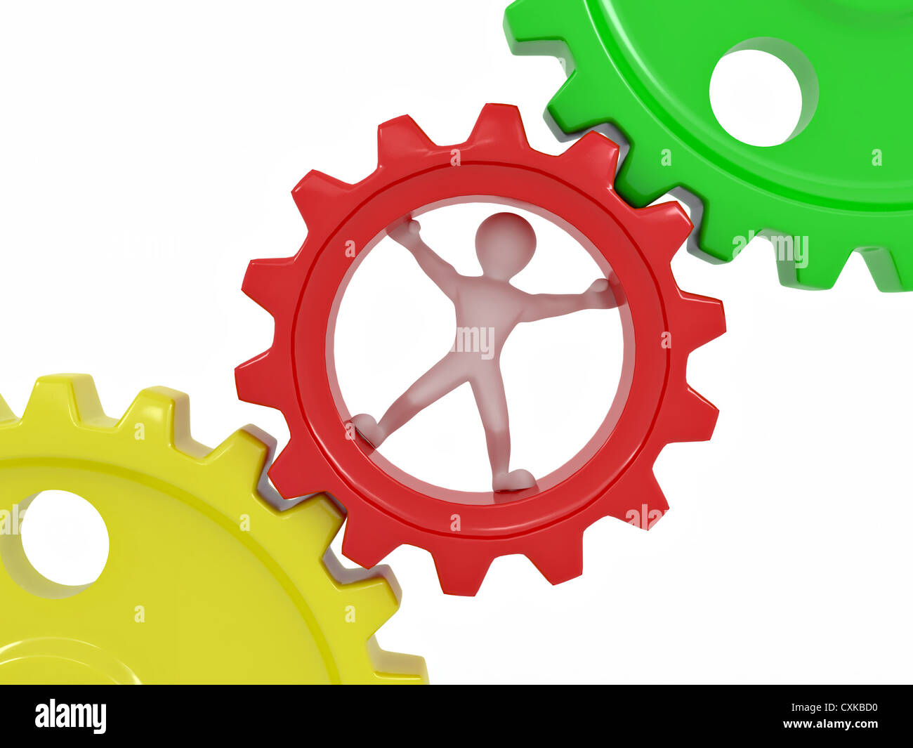 Gli uomini in marcia su bianco sfondo isolato Foto Stock