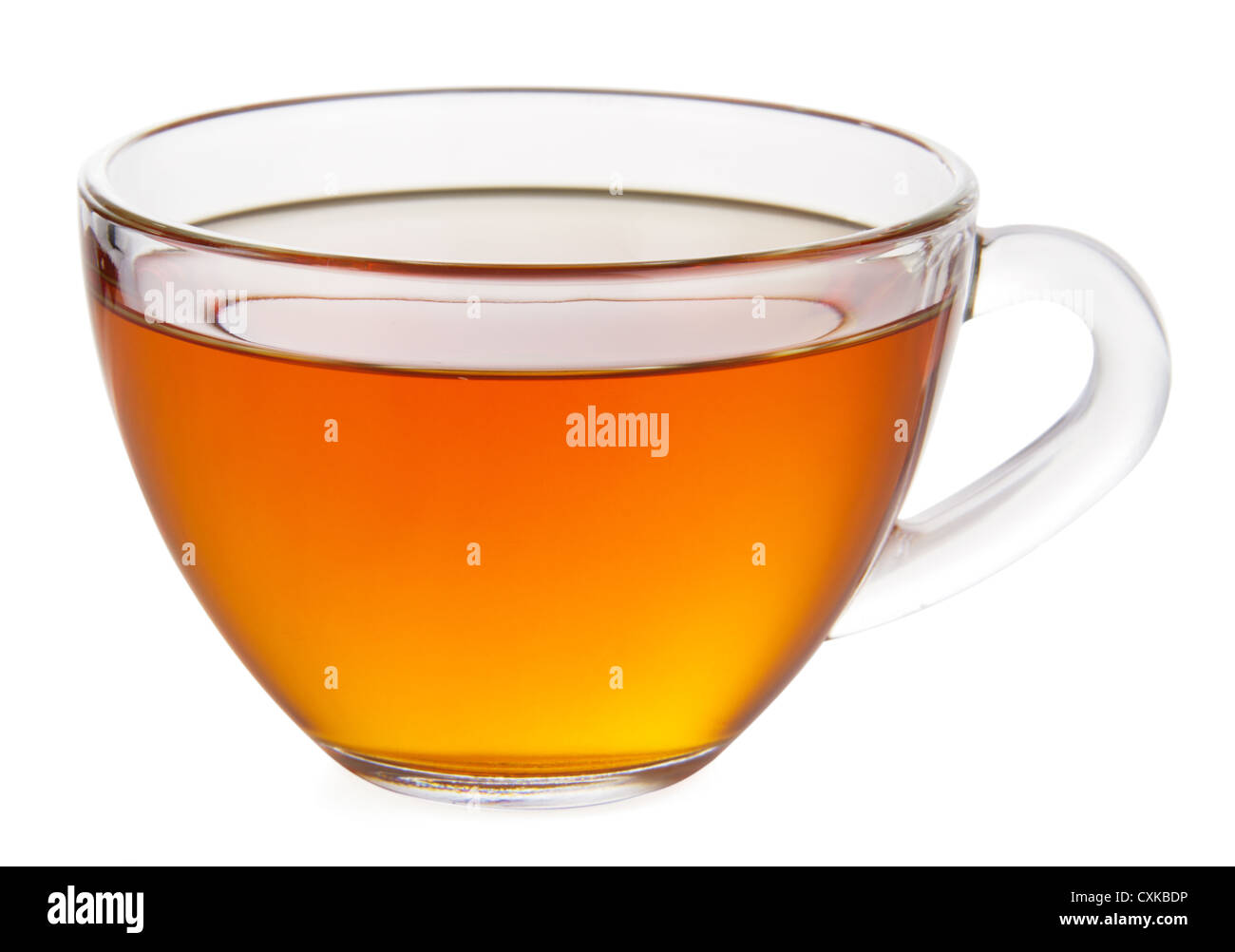 Tazza di tè isolati su sfondo nero Foto Stock