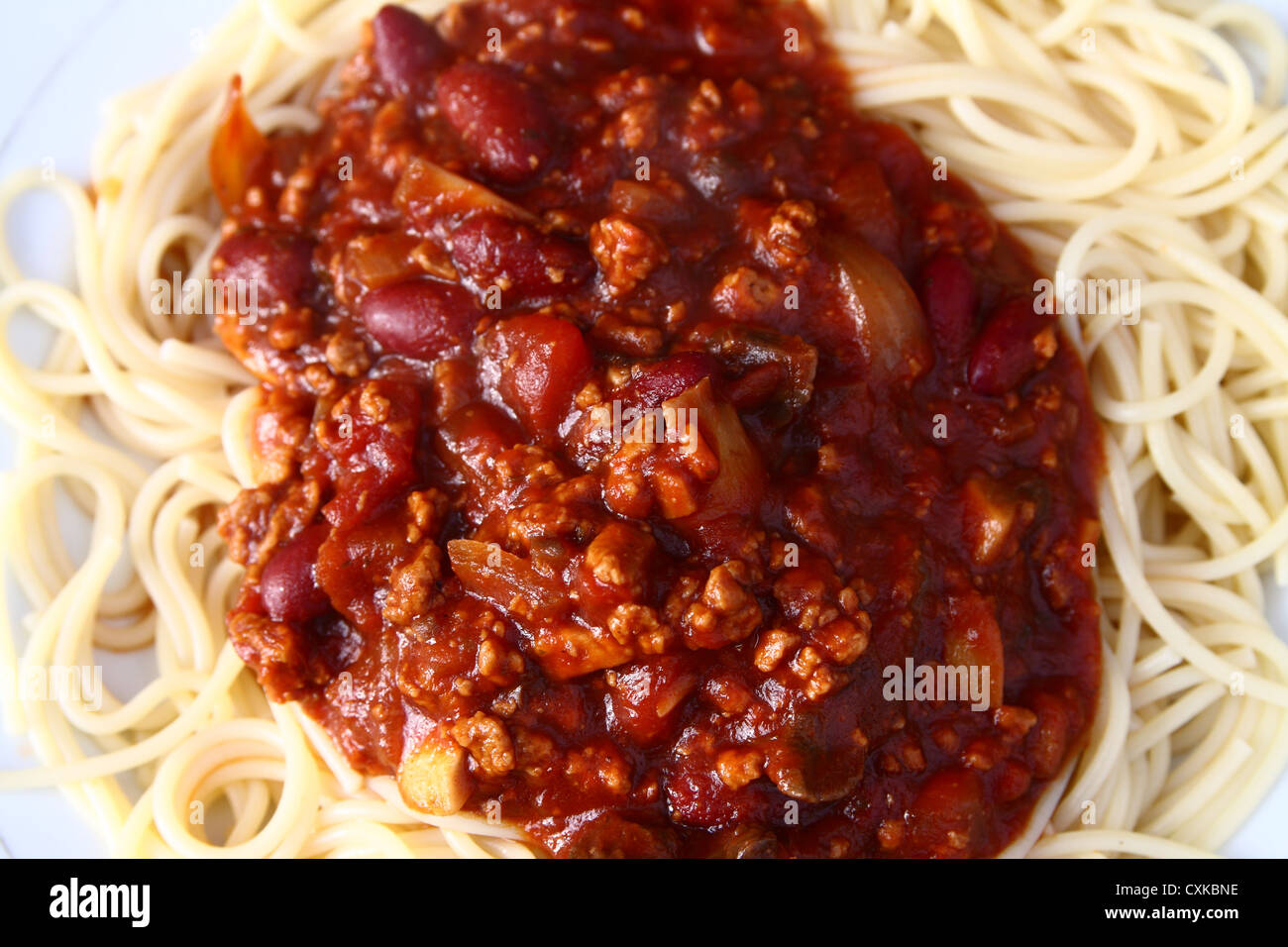 Cucinati freschi spaghetti alla bolognese Foto Stock