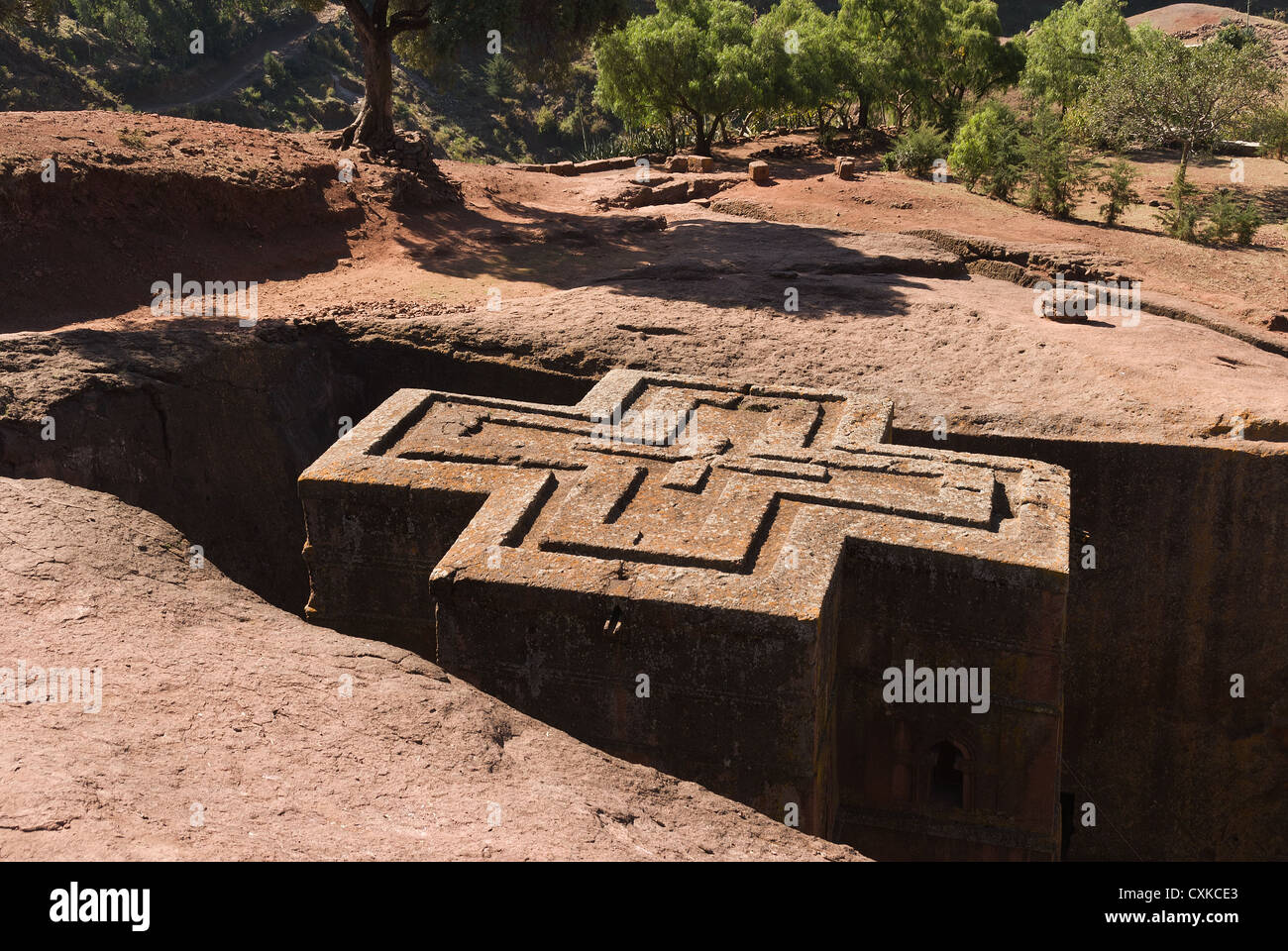 Elk200-3093 Etiopia Lalibela, rock cut chiesa XII-XIII c, Bet Giyorgis Foto Stock