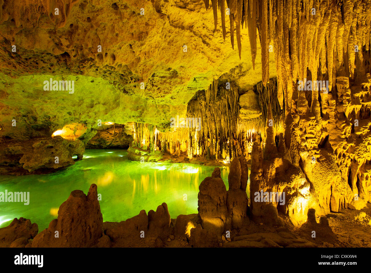 Cenote situato a Xplor un naturale parco avventura situato nella Riviera Maya, Foto Stock