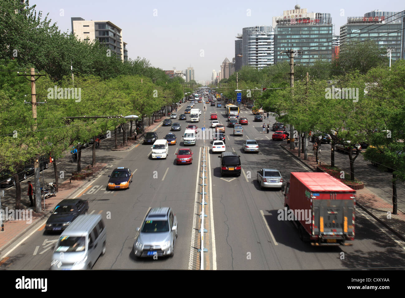 Velocità sfocata immagine effetto del traffico nella città di Pechino, Pechino Provence, Cina, Asia. Foto Stock