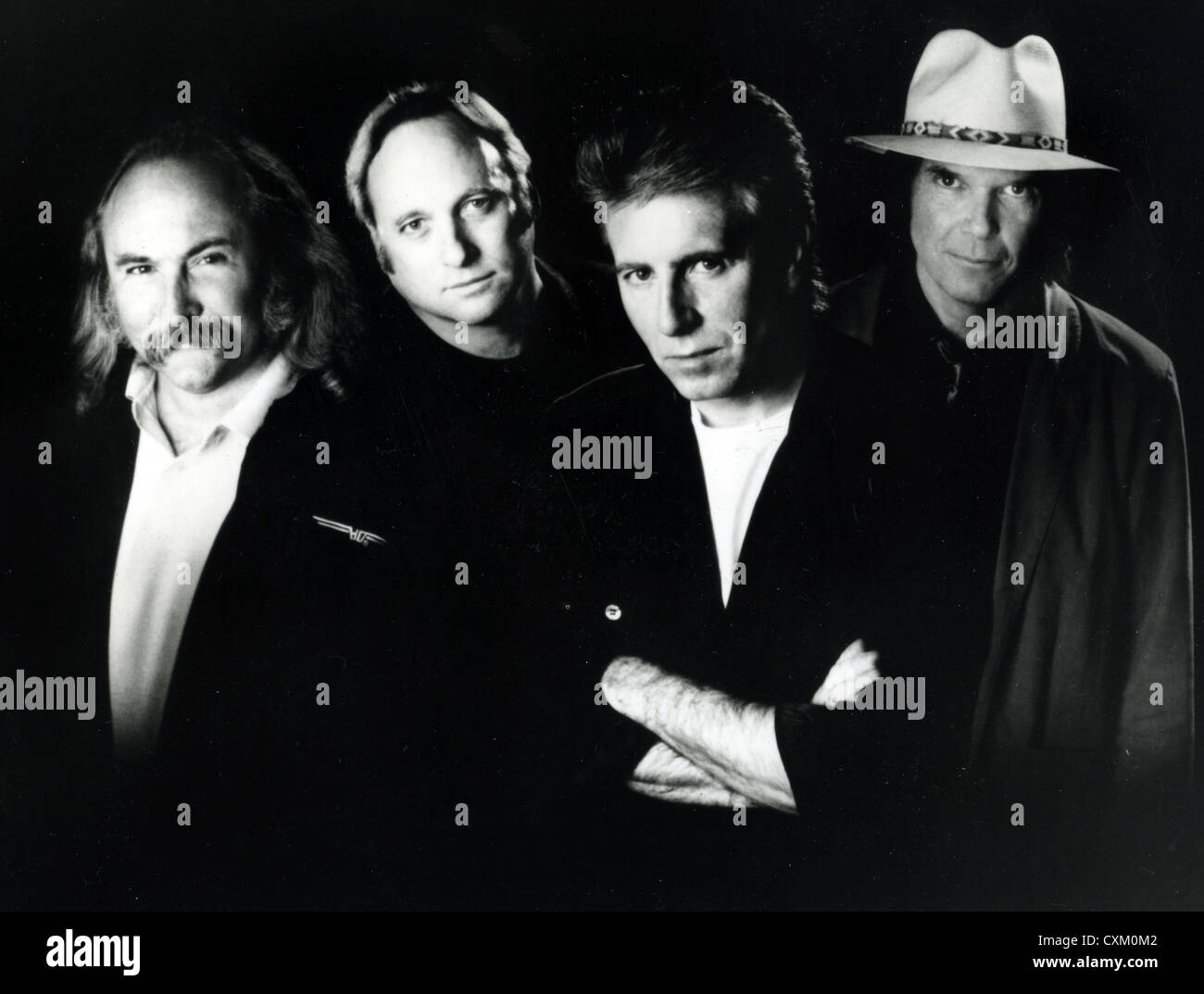 CROSBY, Stills, Nash & Young. Promo foto di gruppo rock circa 1995. Da l: Dave Crosby, Stephen Stills, Graham Nash, Neil Young Foto Stock