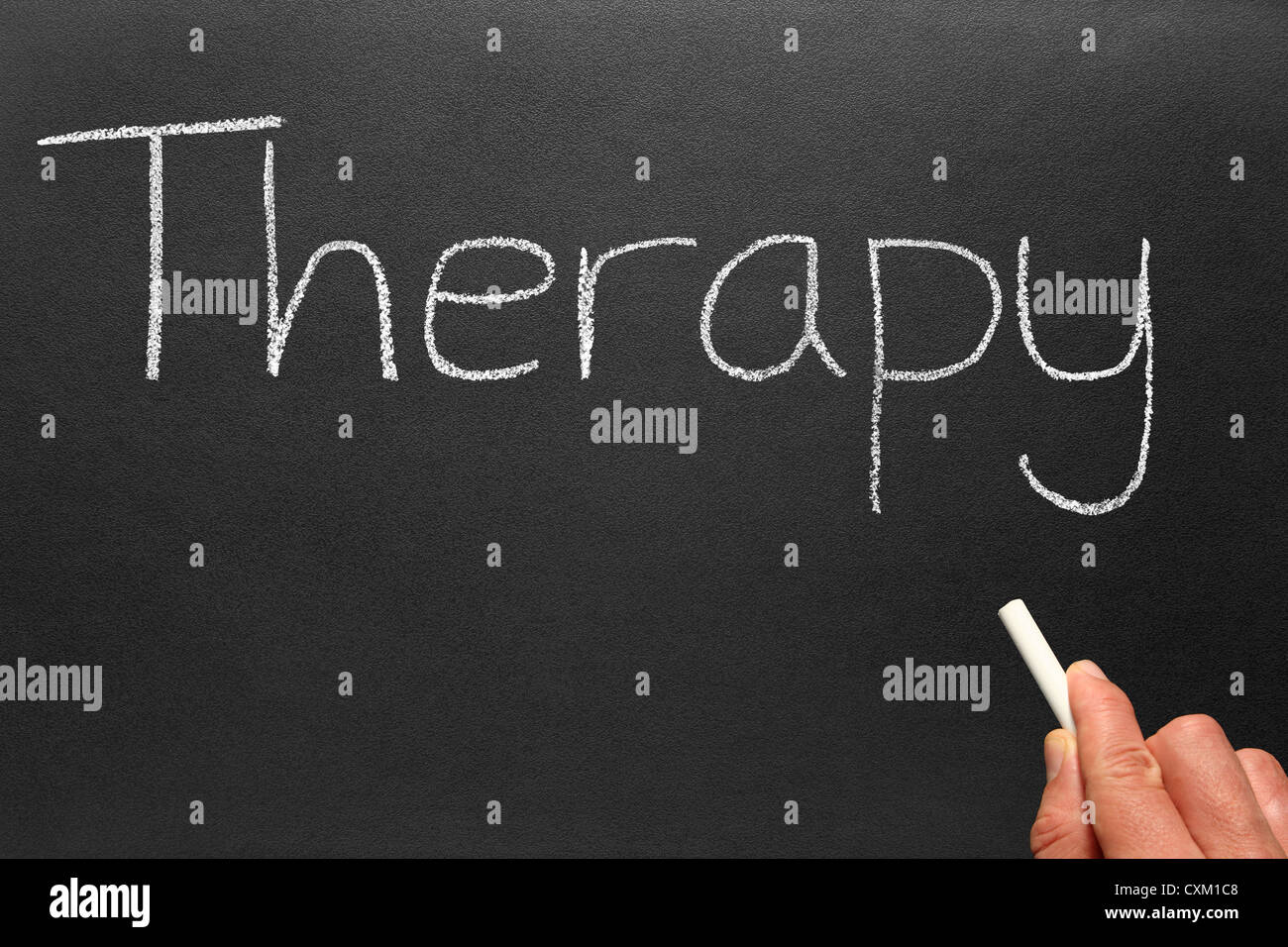 La terapia, scritti su una lavagna. Foto Stock
