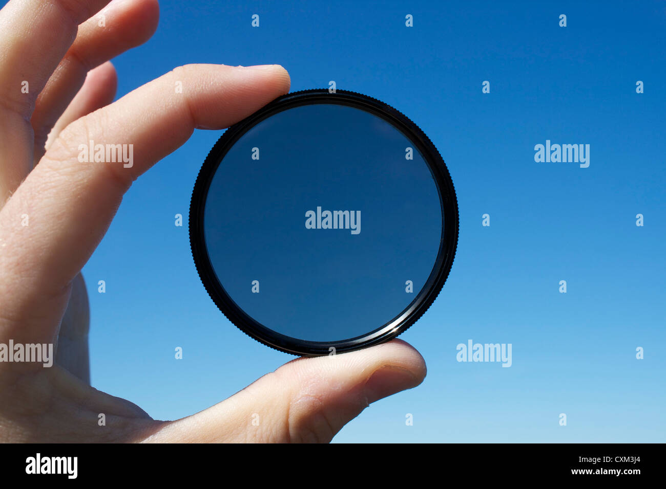 Filtro di polarizzazione per la fotografia articolo o qualcosa del genere Foto Stock