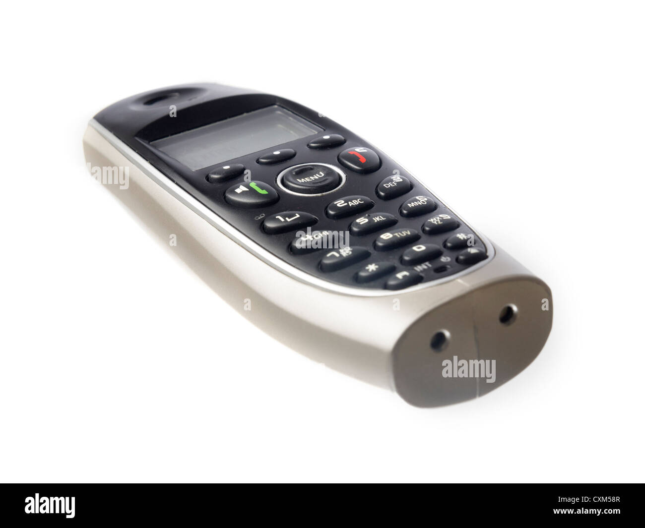 Landline telefono cordless isolati su sfondo bianco Foto Stock