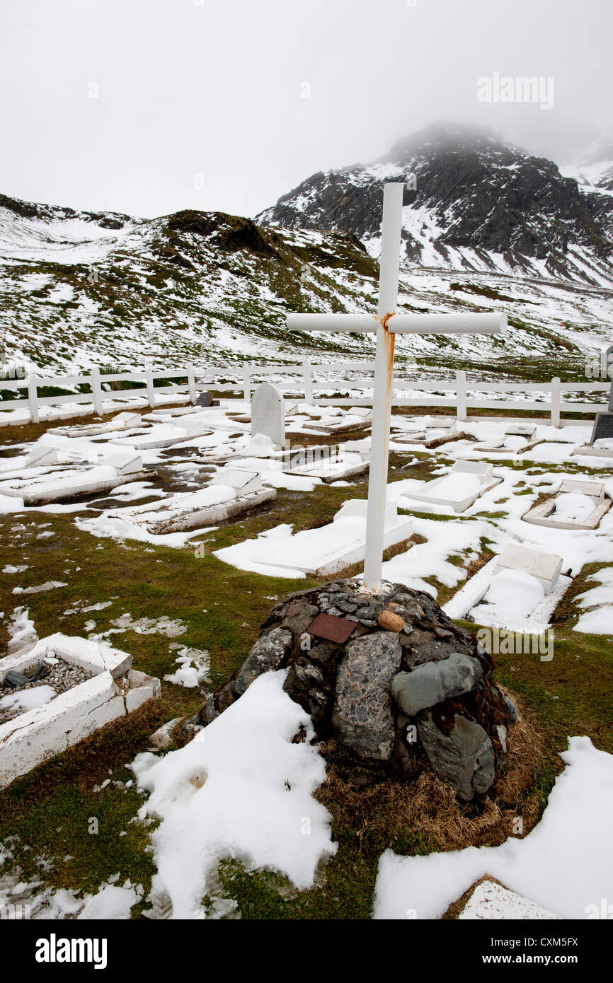 Cimitero di Grytviken, Isola Georgia del Sud. Foto Stock