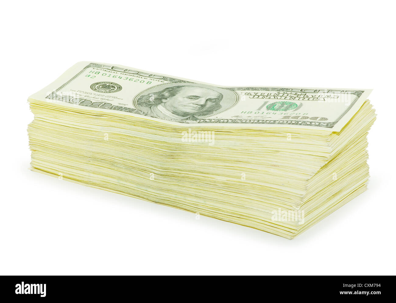 Sacco di soldi isolati su sfondo bianco Foto Stock