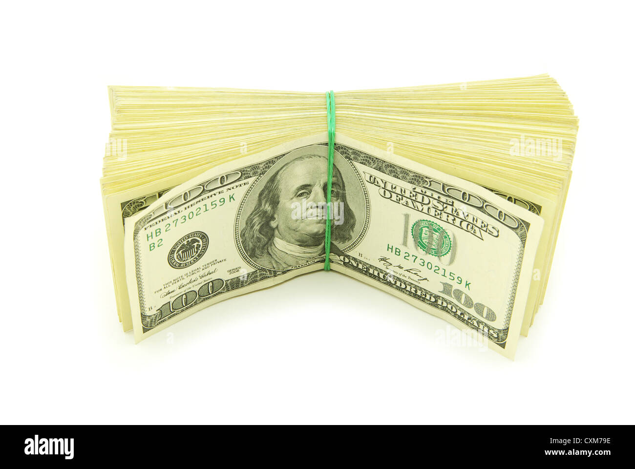 Sacco di soldi isolati su sfondo bianco Foto Stock