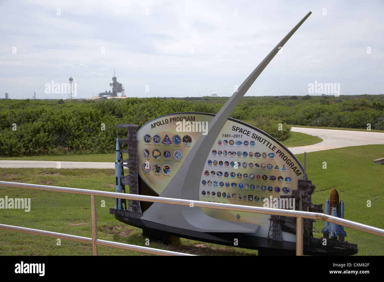 I complessi di lancio pad 39A e il display al Kennedy Space Center Florida USA Foto Stock