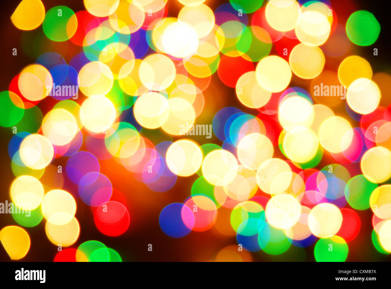 Abstract le luci di Natale come sfondo su nero Foto Stock