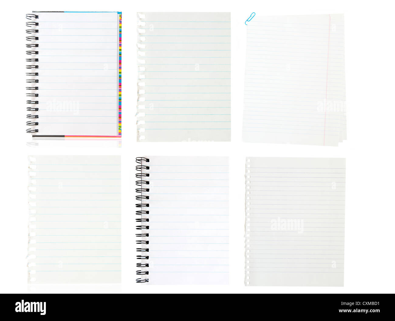 Una pagina strappati fuori dal notebook Foto Stock