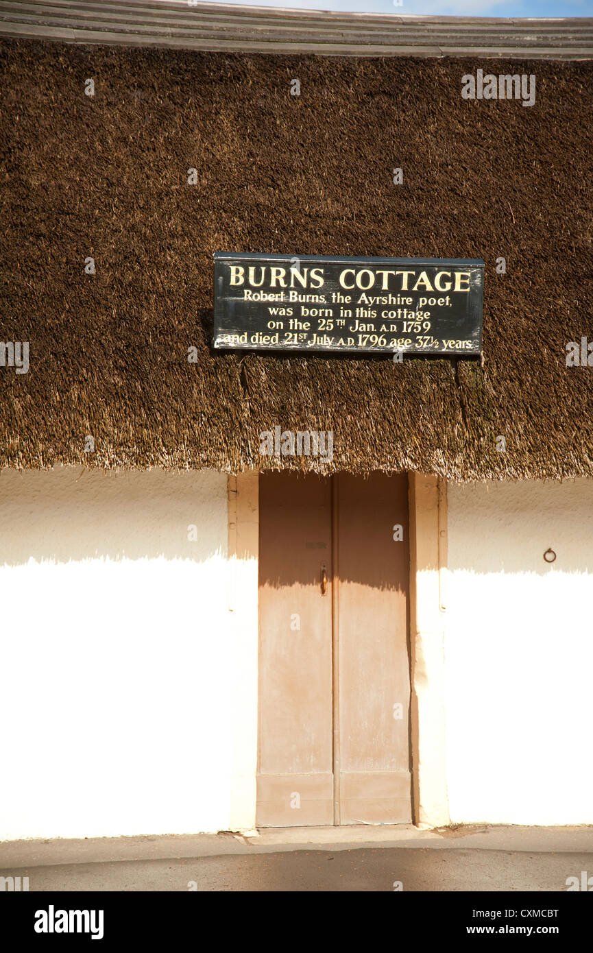 Il luogo di nascita del poeta Scozzese Robert Burns a Murdoch's Lone, Alloway. Ayr. SCO 8607 Foto Stock