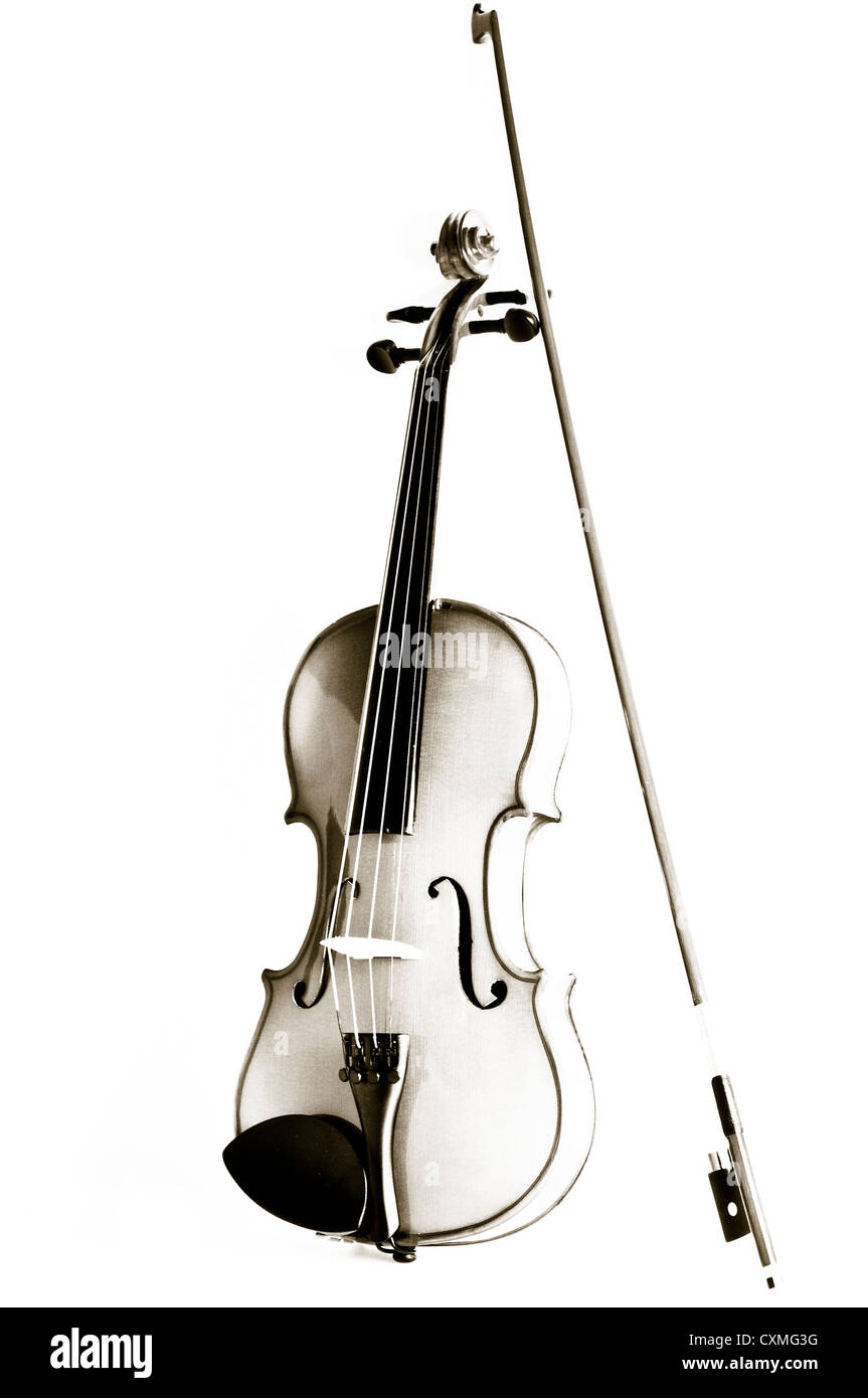 Violino classico e la prua Foto Stock