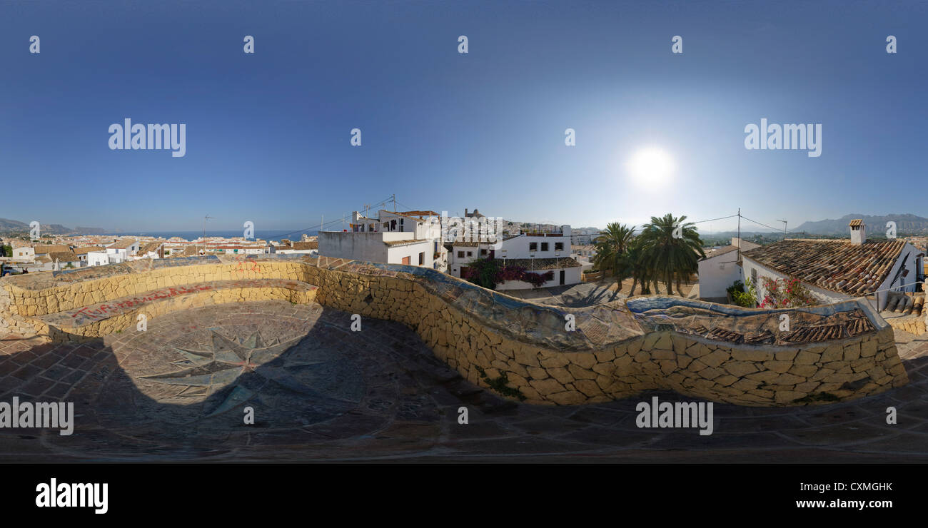Panorama sferica di Altea dal Bellaguarda torre di avvistamento Foto Stock