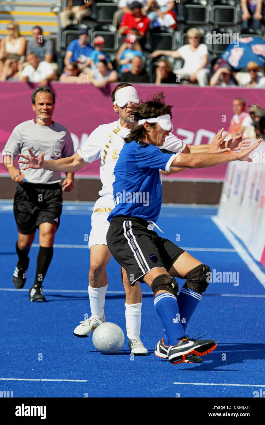 Spagna v Argentina negli uomini il calcio 5-a-side - Medaglia di Bronzo corrispondono al Riverside arena, Parco Olimpico di Stratford. Londra Foto Stock