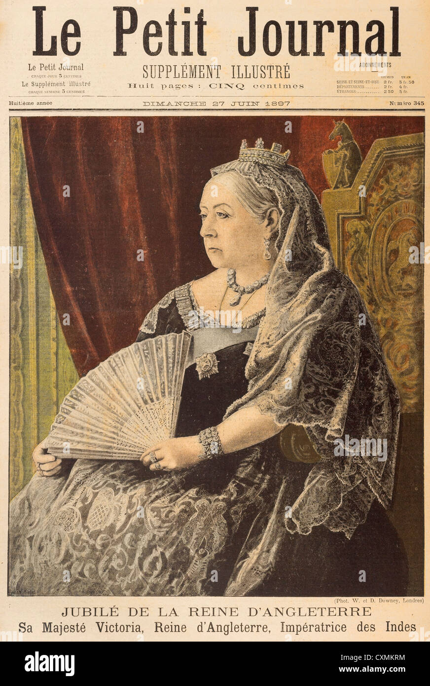 Supplemento francese "Le Petit Journal' mostra la regina Victoria durante l anno del suo giubileo di diamante nel 1897 Foto Stock