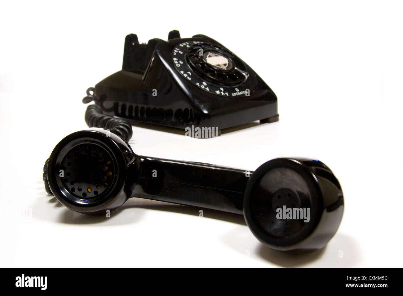 Vintage nero telefono desk da anni cinquanta Foto Stock