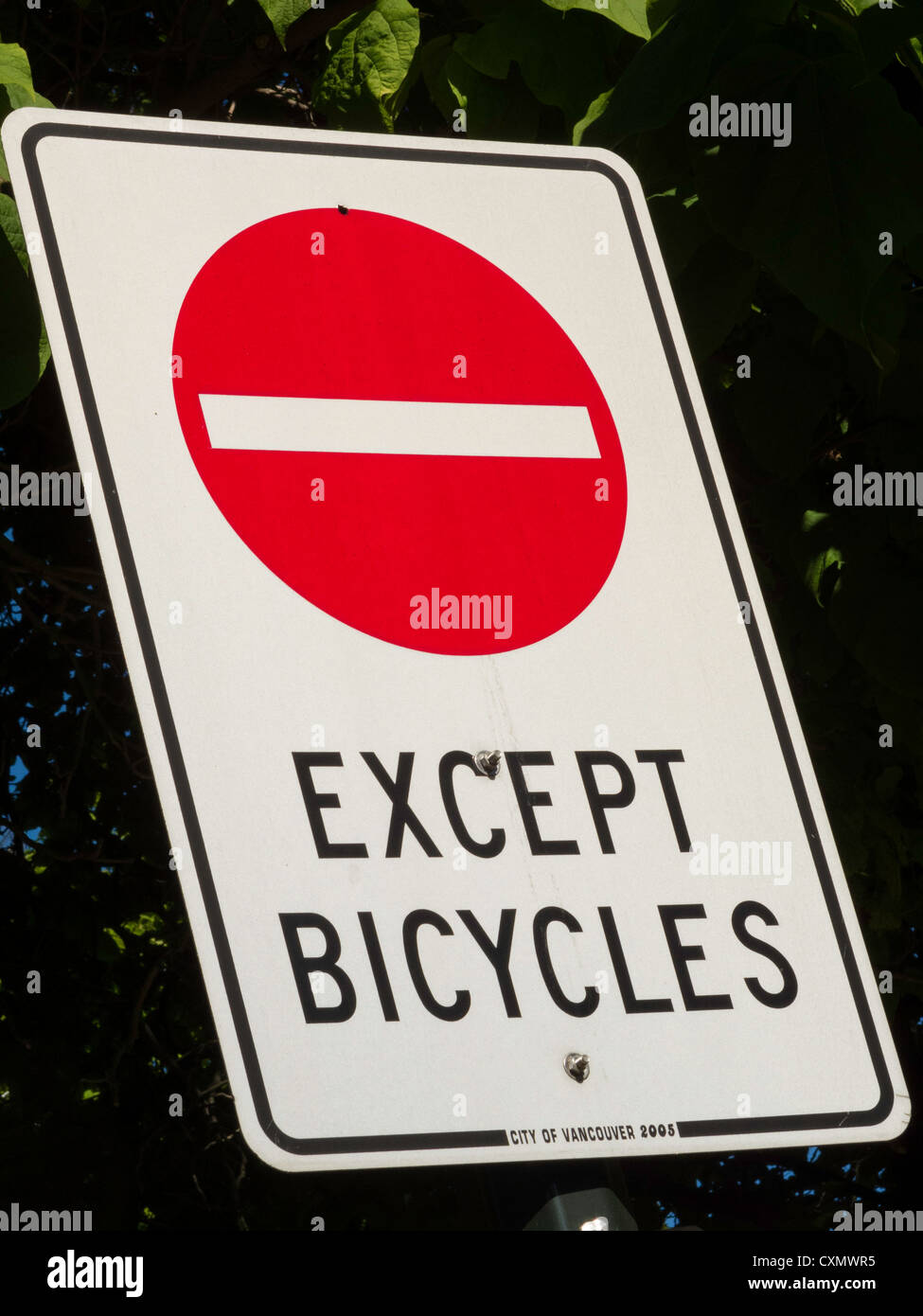 Fatta eccezione per le biciclette cartello stradale Foto Stock