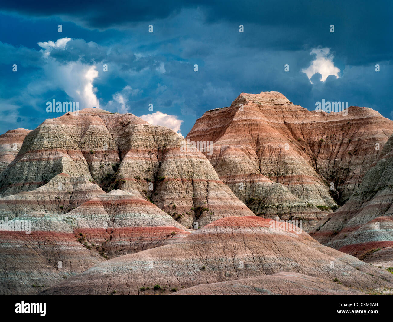 Rocce colorate al Parco nazionale Badlands, Dakota del Sud Foto Stock