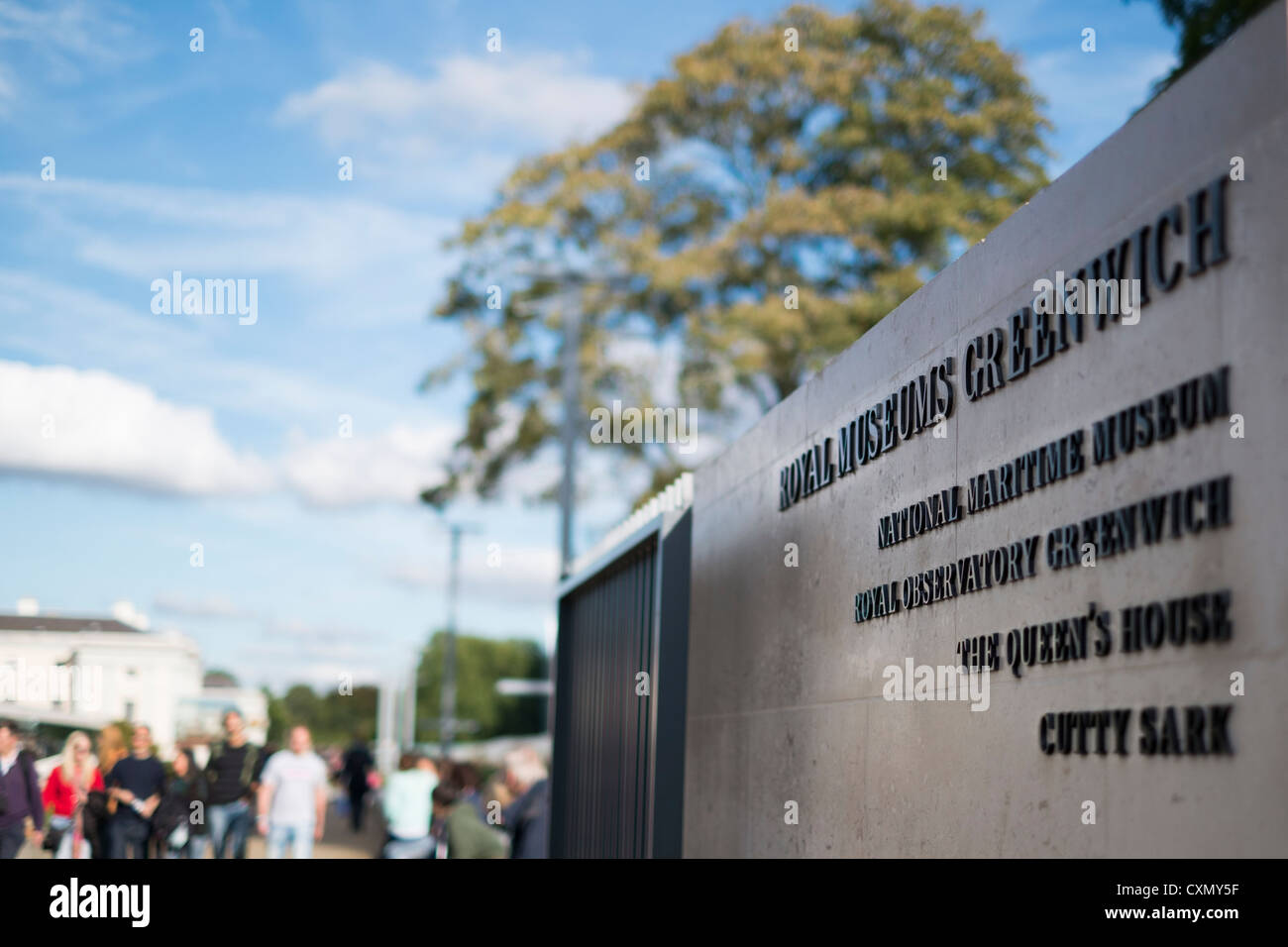 Cartello d'ingresso per i Musei reali Greenwich, London, Regno Unito Foto Stock