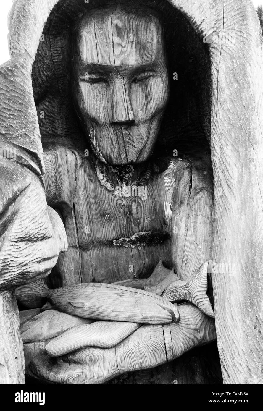 Il carving in tronco di albero, Vancouver, Canada Foto Stock