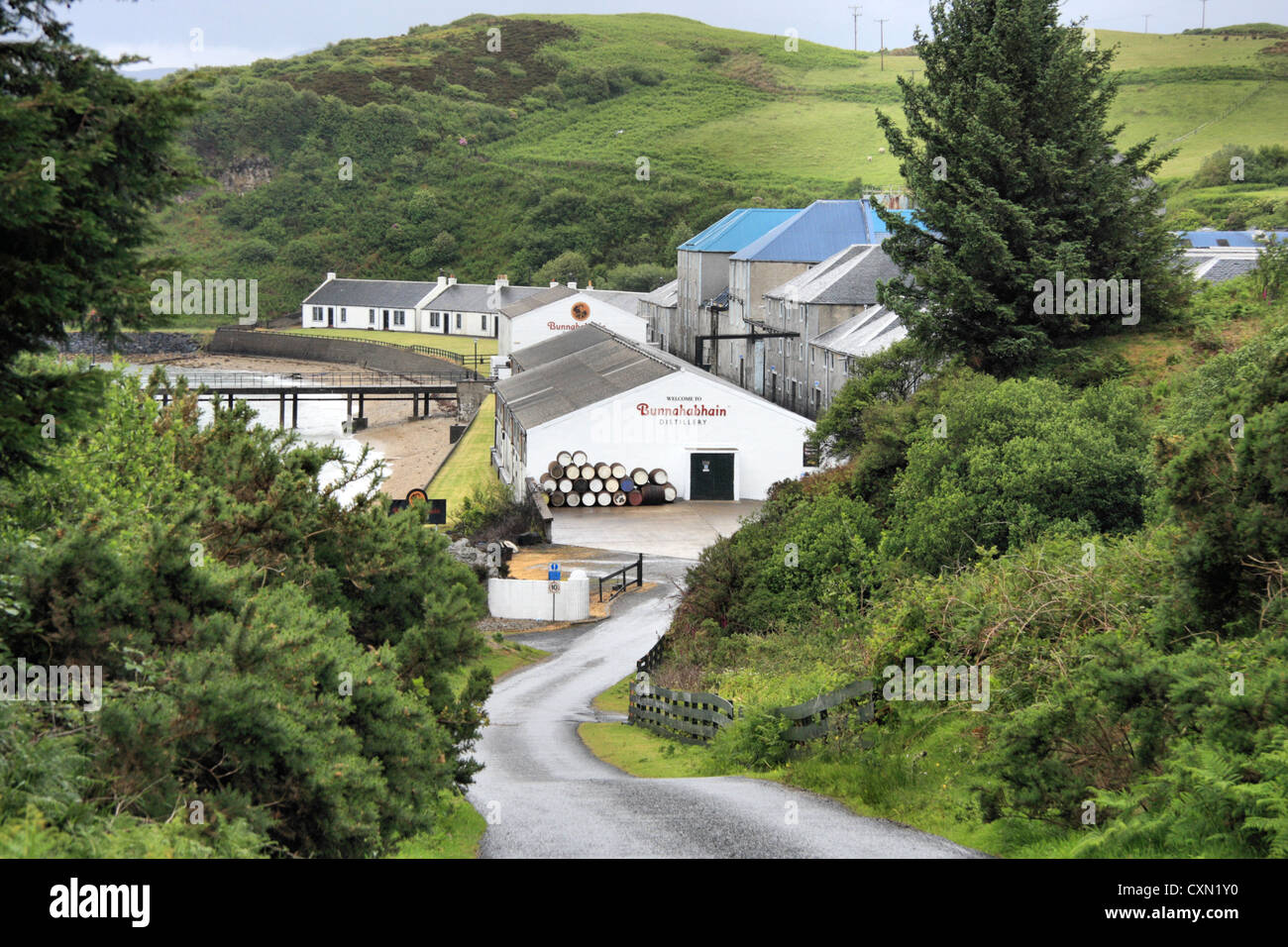 Bunnahabhain Malt Whisky Distillery, Islay, Ebridi Interne, Scozia Foto Stock