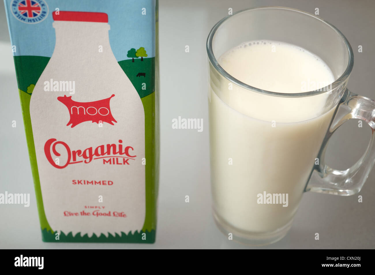 Moo organici di latte a lunga conservazione Foto Stock